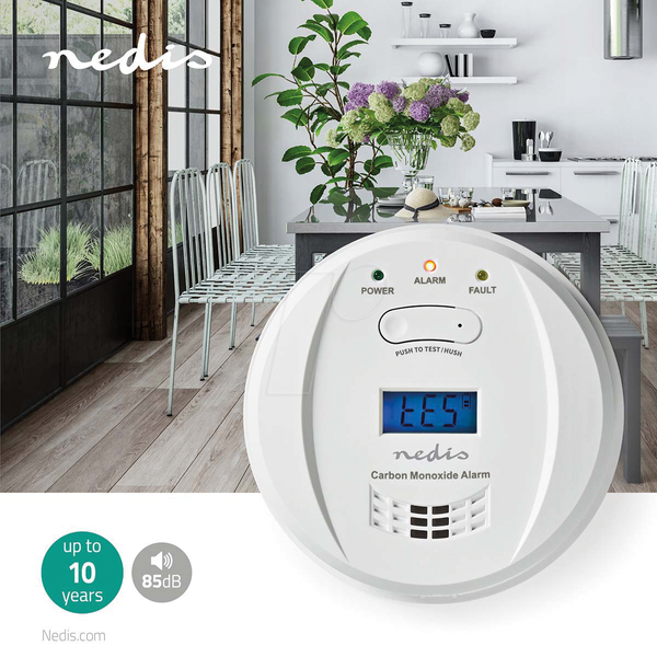 Détecteur de monoxyde de carbone avec écran – Nedis DTCTCO40WT